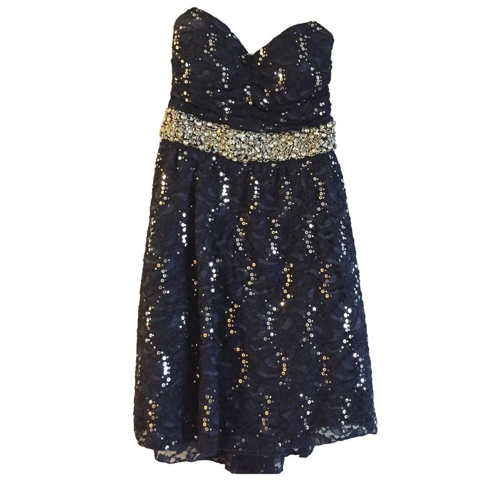 Michelle Strapless Navy Blue Homecoming Dress Size XS